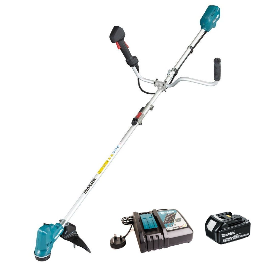 Makita DUR191URT8 18v LXT Brushless Split-Shaft U-Handle Line Trimmer Inc 1x 5.0Ah Battery